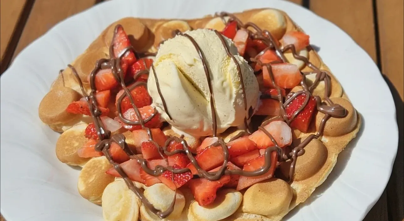Bubble Waffel mit Toppings